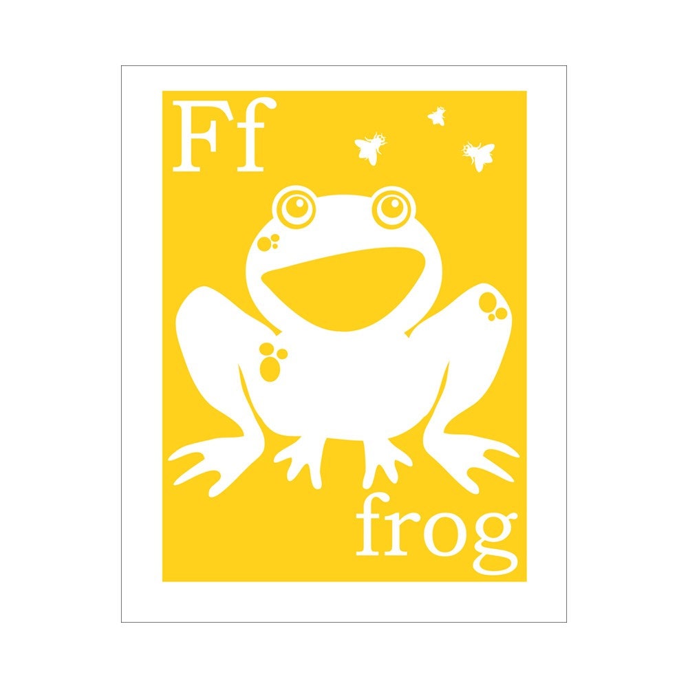 Children's Wall Art / Nursery Decor F is for Frog 8x10