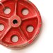 Vintage Small Red Iron Wheel, Industrial Machine Architectural Salvage (E391)