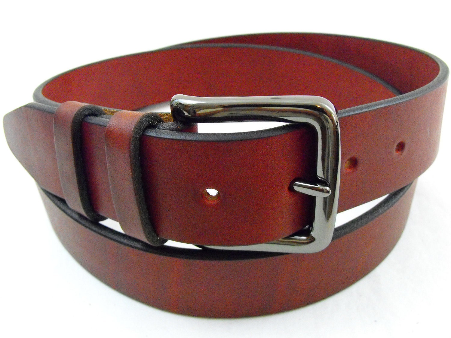 40mm Latigo Leather belt Burgundy USA Made Full Grain men