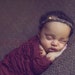 Brown Newborn Halo Headband with Brown Bead. Tieback. Photography Prop. Yarn. Crochet. Knit.