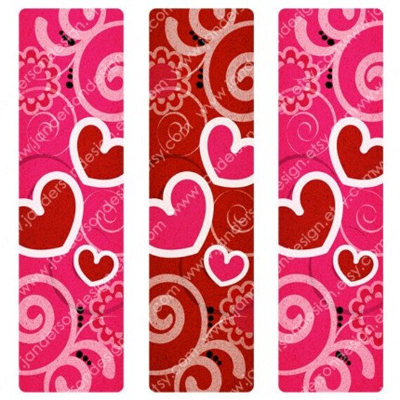 Heart Design 5.5x1.5inch Bookmark Printable by jandersondesign