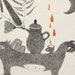 Graphite Pencil Drawing, Fox, Surreal Illustration, Cup of Tea Art, Moon Ornament, Plants, Rain, Dog, Romanian Souvenir, Weird, Original