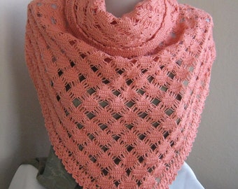 Unique Tea rose (orange) Mercerized shawl / Wedding Shawl / Bride Shawl / Bridal Shawl / Shrug