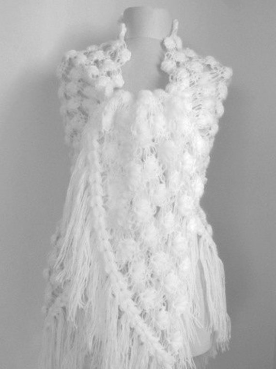 White Crochet Shawl Wedding Bridal Shawlknitting 6089