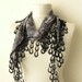 Chiffon Fabric Fringed Guipure Scarf .bandana,headbandshawl,authentic, romantic, elegant, fashion,aqua