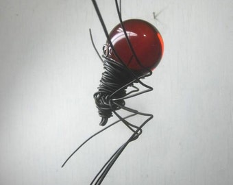 Blood Red Sun Catcher Window Spider Hanging Art Made to Order