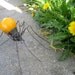RESERVED Custom Order Yellow Billiard Ball Spider with Delicate Barbed Wire Legs Reclaimed Sculpture