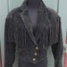 Vintage 1980's Black Suede Fringe Jacket w/Cropped & Cinched Waist by Wilsons sz Small