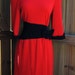 1980s Does 1940s Red and Black Wiggle Dress Size Medium