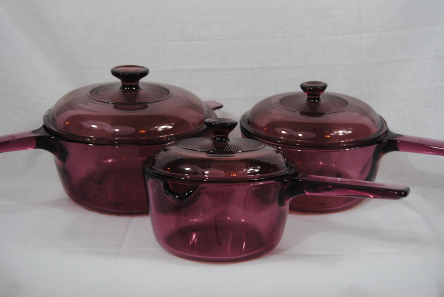 Vintage Corning Pyrex Cranberry Visions Glass Cookware Set