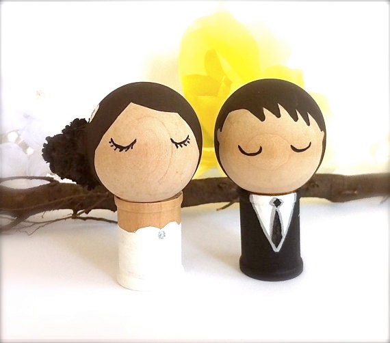 Items similar to WEDDING CAKE TOPPER Bride and Groom Custom Kokeshi