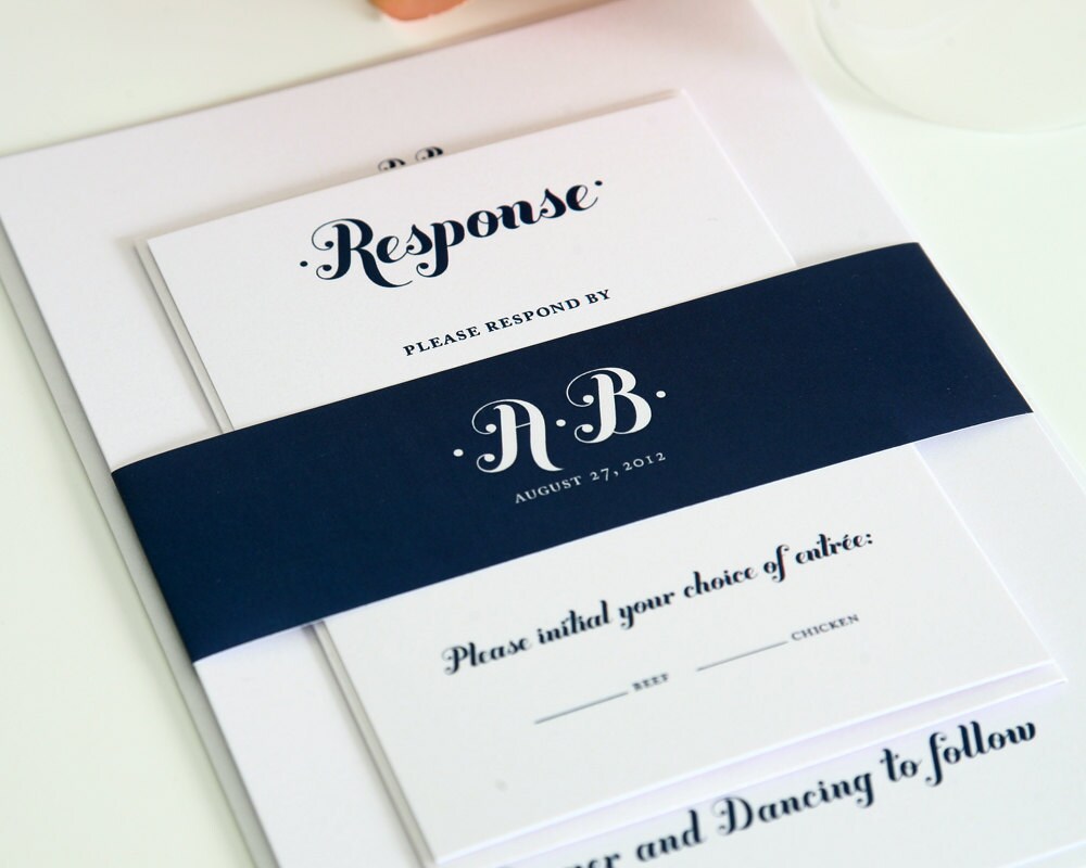 Wedding invitations in navy blue