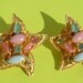 Reserved for Diane....................Gold Starfish Earrings with Muticolored Cabochons and Rhinestones