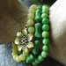 Stretch Bracelet Set, Bohemian Jewelry, Stacking Bracelets, Green, Yellow, Sunflower, Mother of pearl, Yellow Jade