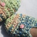 Crochet Slippers in Pastel Green, Yellow, Peach and Blue - Size Small
