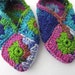 Most Colorful Crocheted Granny Square Slippers Ever Size Medium