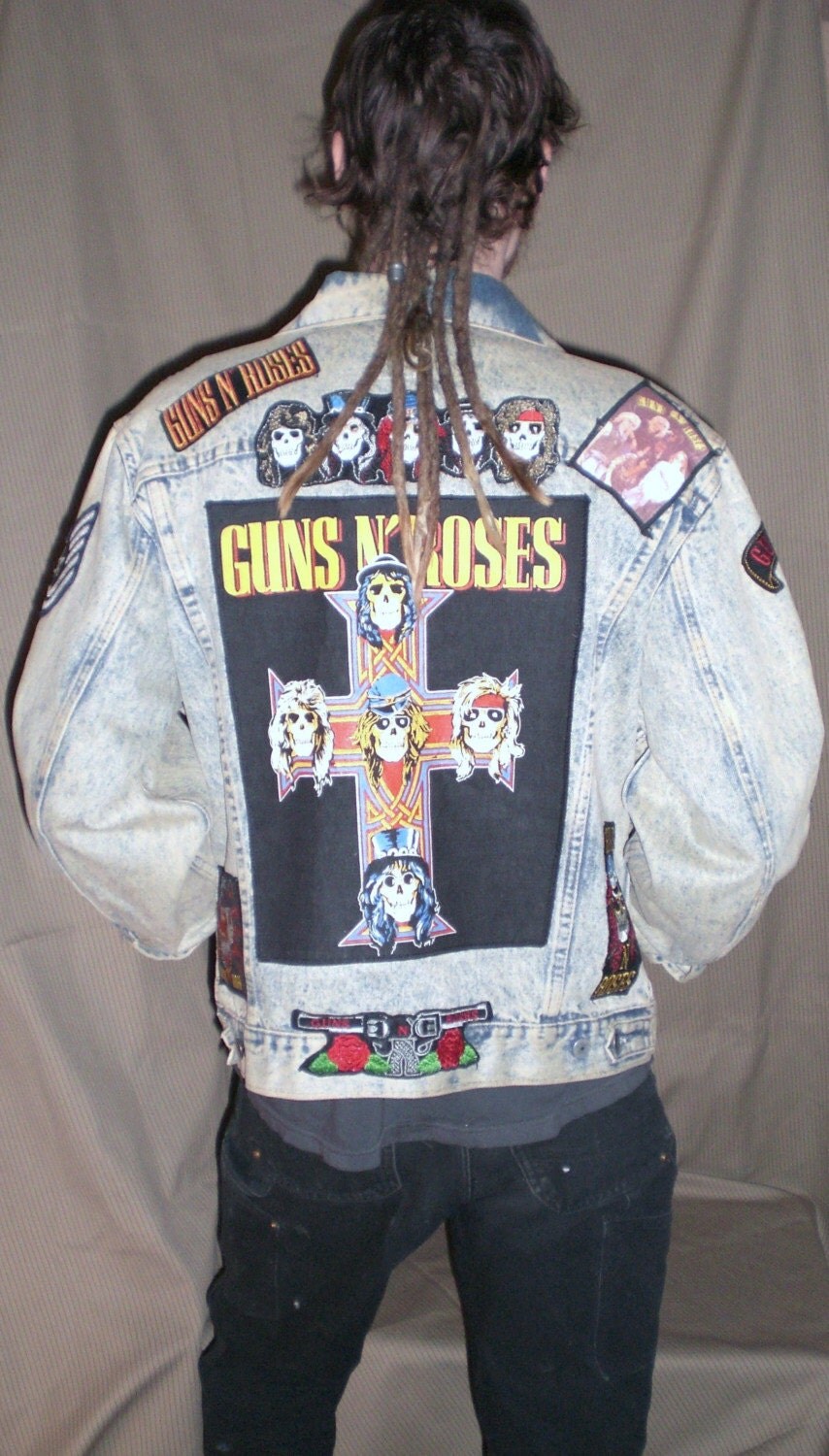 Vintage Unisex DIY Guns and Roses Jean Jacket