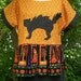 40 percent off - Halloween Blouse or Costume with Scary Black Cat Applique - Bust 37