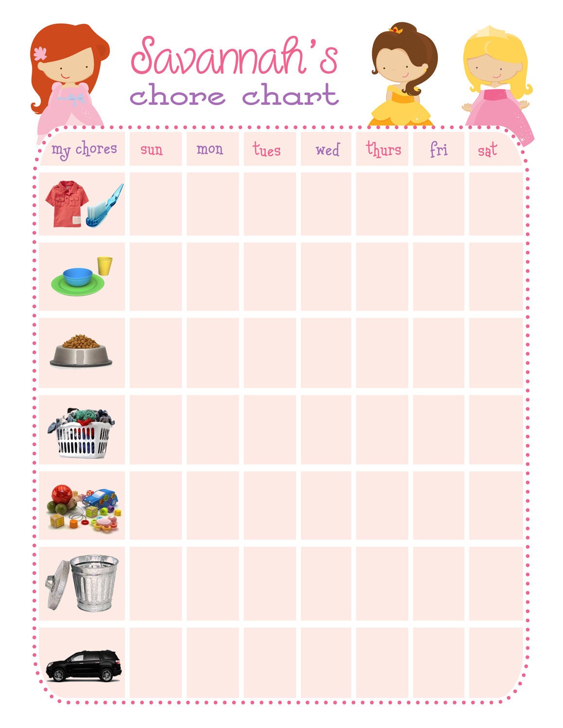 Items Similar To Disney Princess Chore Chart Printable On Etsy