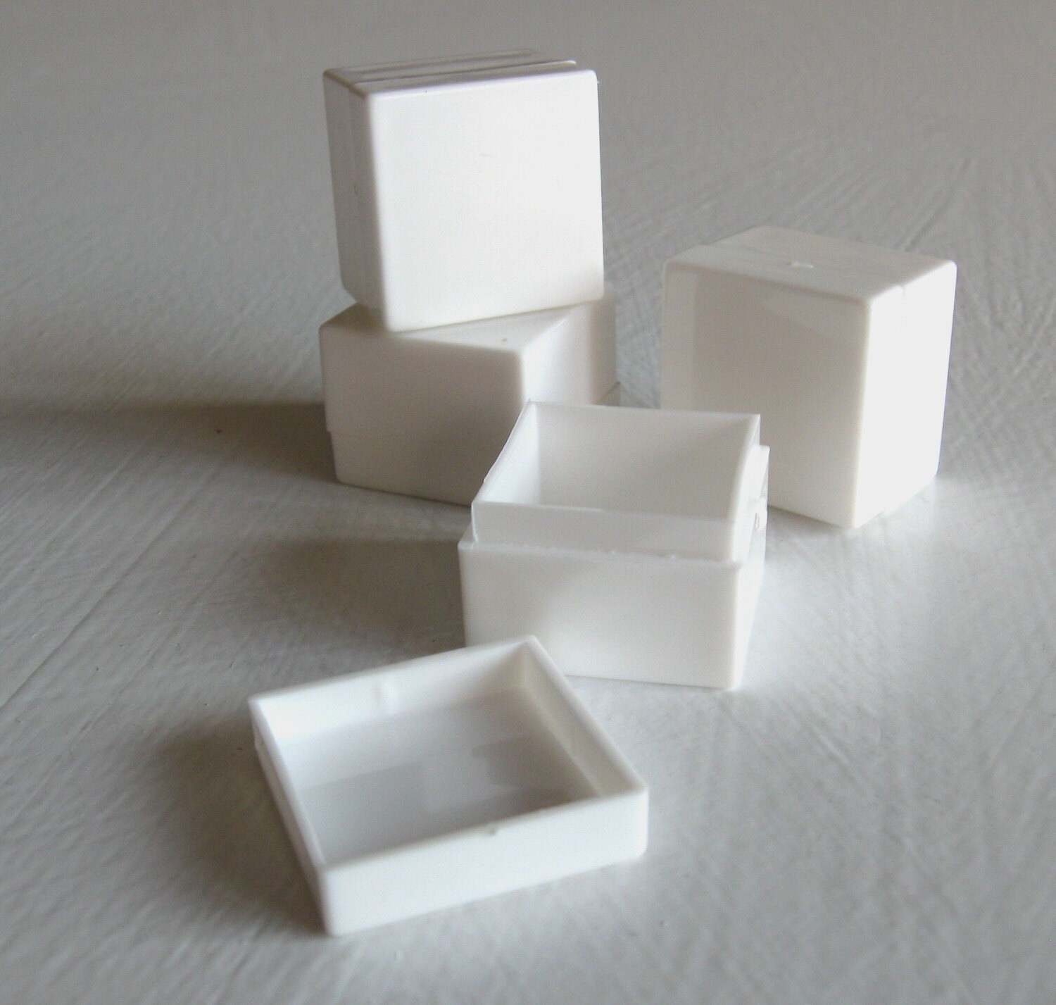 One Dozen Small Acrylic Boxes Opaque Bright White