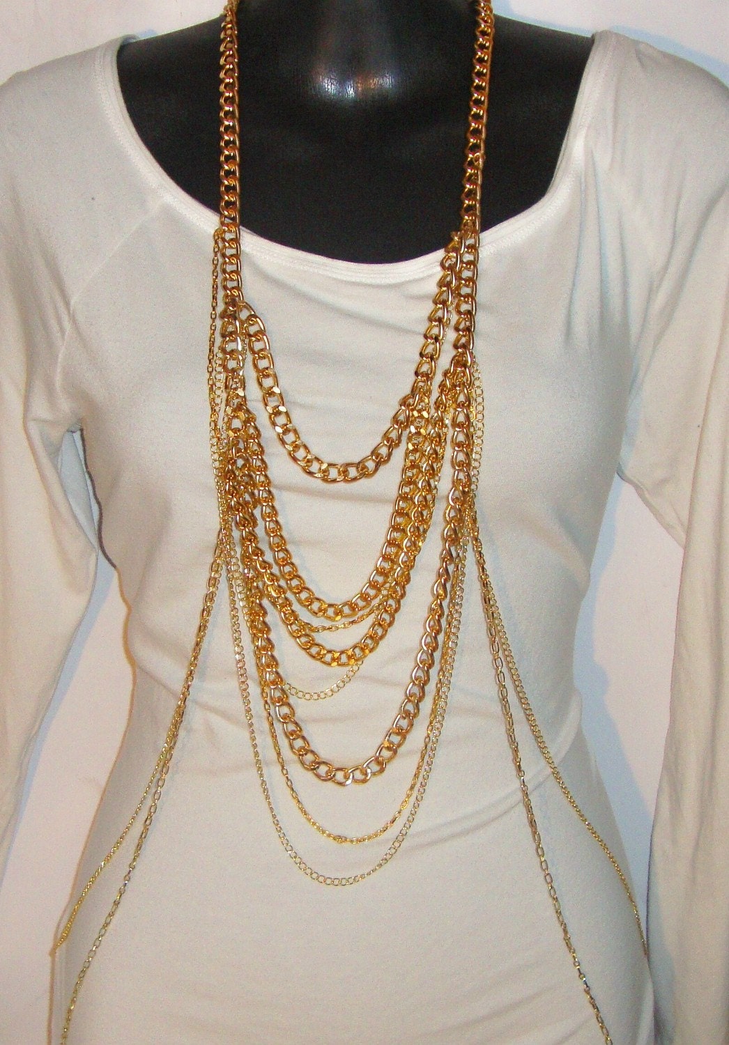 Vivica Gold Body Chain/Necklace by ashleecollection on Etsy