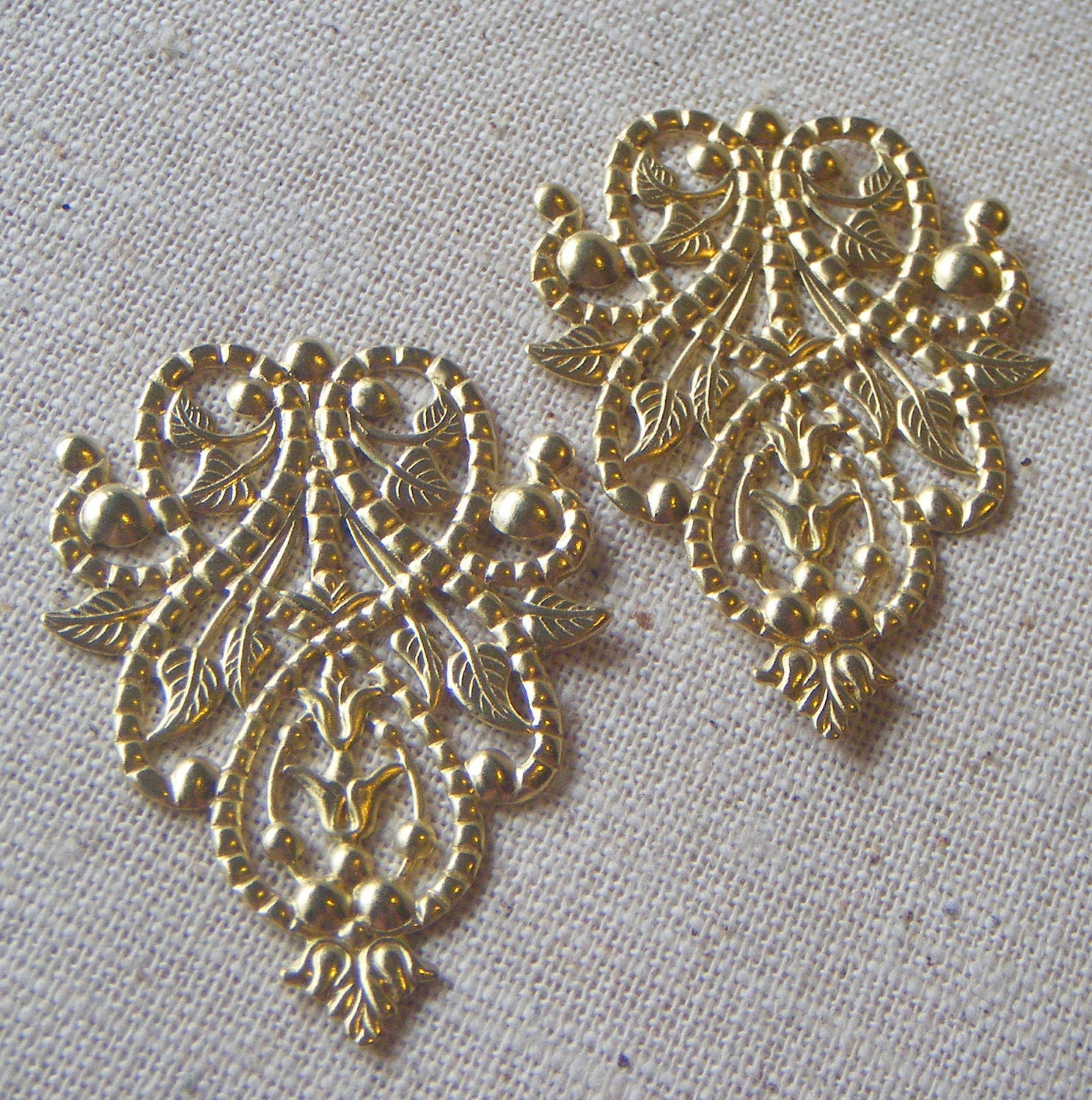 Raw Brass Filigree Stamping/Drop 2 Victorian Ornate