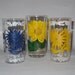 Three Vintage Flower Glass Tumblers