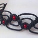 Black Hemp Anklet with Ruby Red Glass Beads