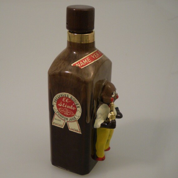 Vintage Liquor Bottle Black Americana HandPainted Name Yer