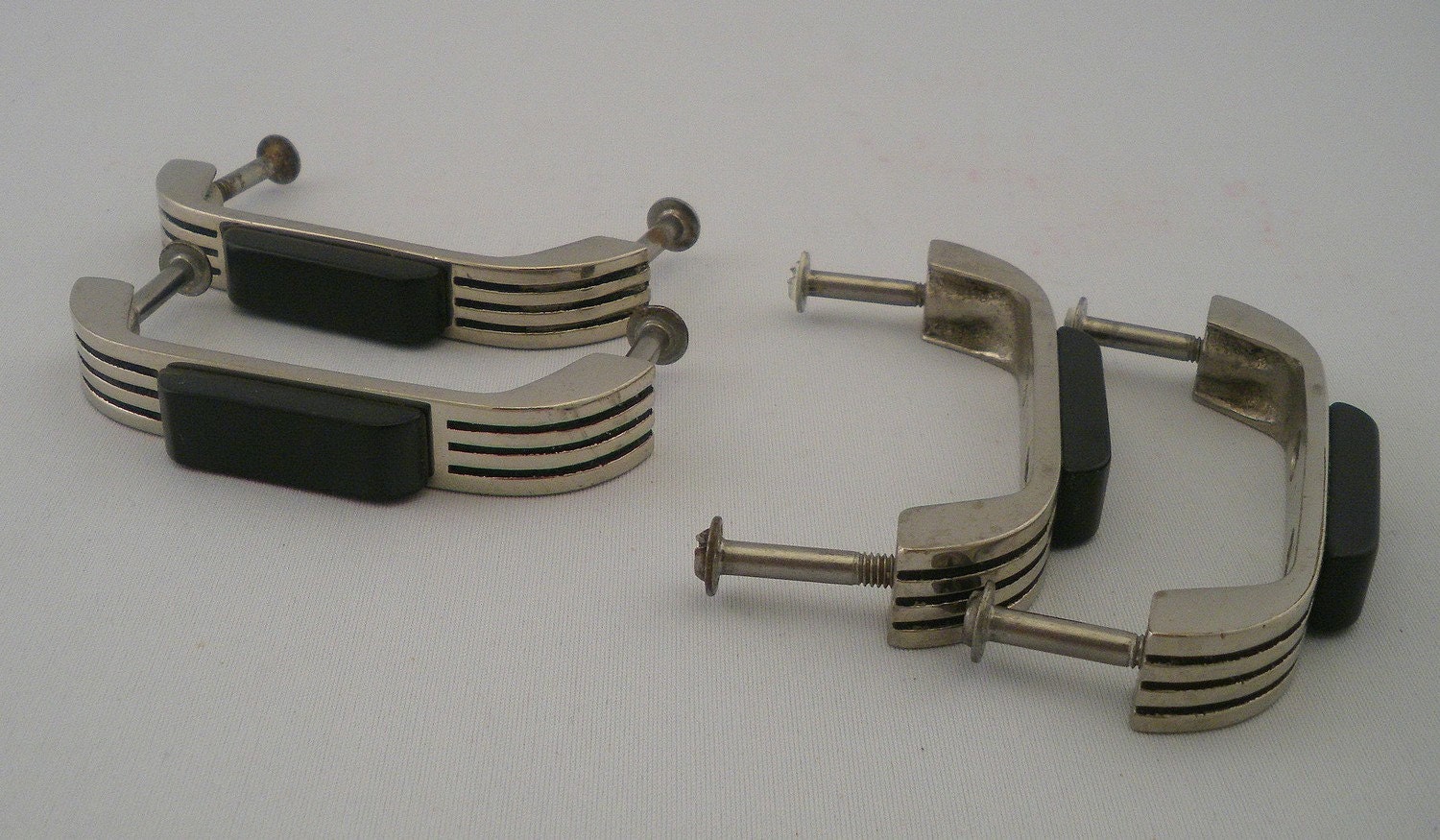 Vintage Drawer Dresser Handles Pulls Art Deco Silver