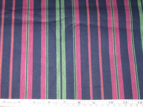 Vintage Navy Blue Pink Green Preppy Stripe Ticking Quilt Dress