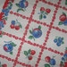 Vintage Printed Linen Kitchen Dish Towel in Red and Blue with Fruit Strawberries and Cherries