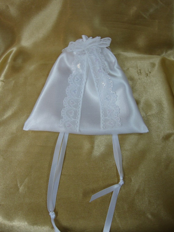 white satin bridal purse