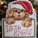 Cross Stitch Christmas Ornament - I Love Snow Puppy