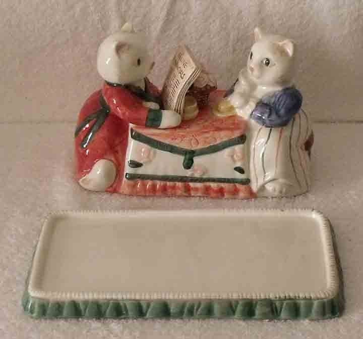 VIntage Kitty Cat Butter Dish Cute Butter Dish with Cats