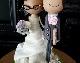 Custom Wedding Cake Topper with Custom Wedding Dress - MilkTea
