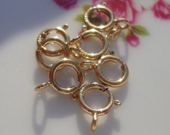 5 pcs, 6 mm, 14k Gold Filled Spring Clasp with Open Ring