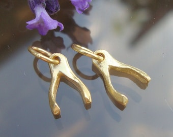 24K Vermeil Tiny Wishbone Good Luck Charm, 8% off, 12 pcs