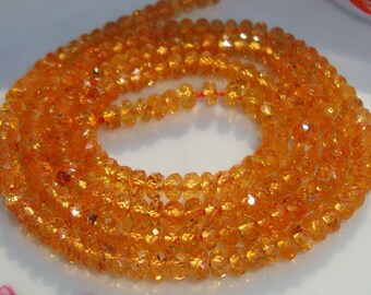 30% off 7.5 Inch Strand, 3.2-3.5mm, Rich Gorgeous Mandarin Orange Spessartite Garnet Faceted Rondelles
