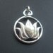 Thai - Sterling Silver Lotus Pendant, Charm, Charm Holder, Calm, Serene - 1 pc