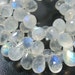3 Inches Strand- 8-9x6mm -- Rainbow Blue Fire Moonstone Micro Faceted Teardrop Briolette - Very Fine Quality