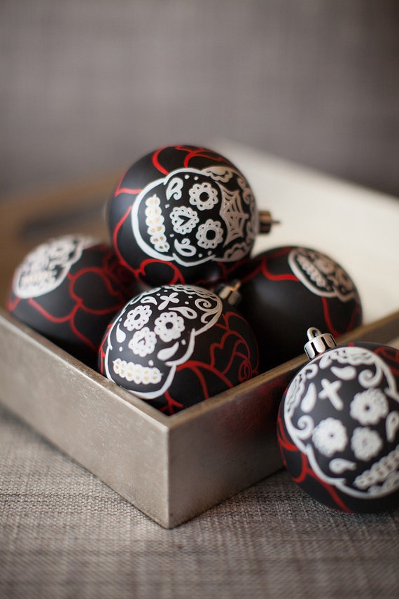 Items similar to Sugar Skull Ornament Set on Etsy