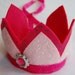 light and hot pink glittery felt crown with pink and silver sparkling gem