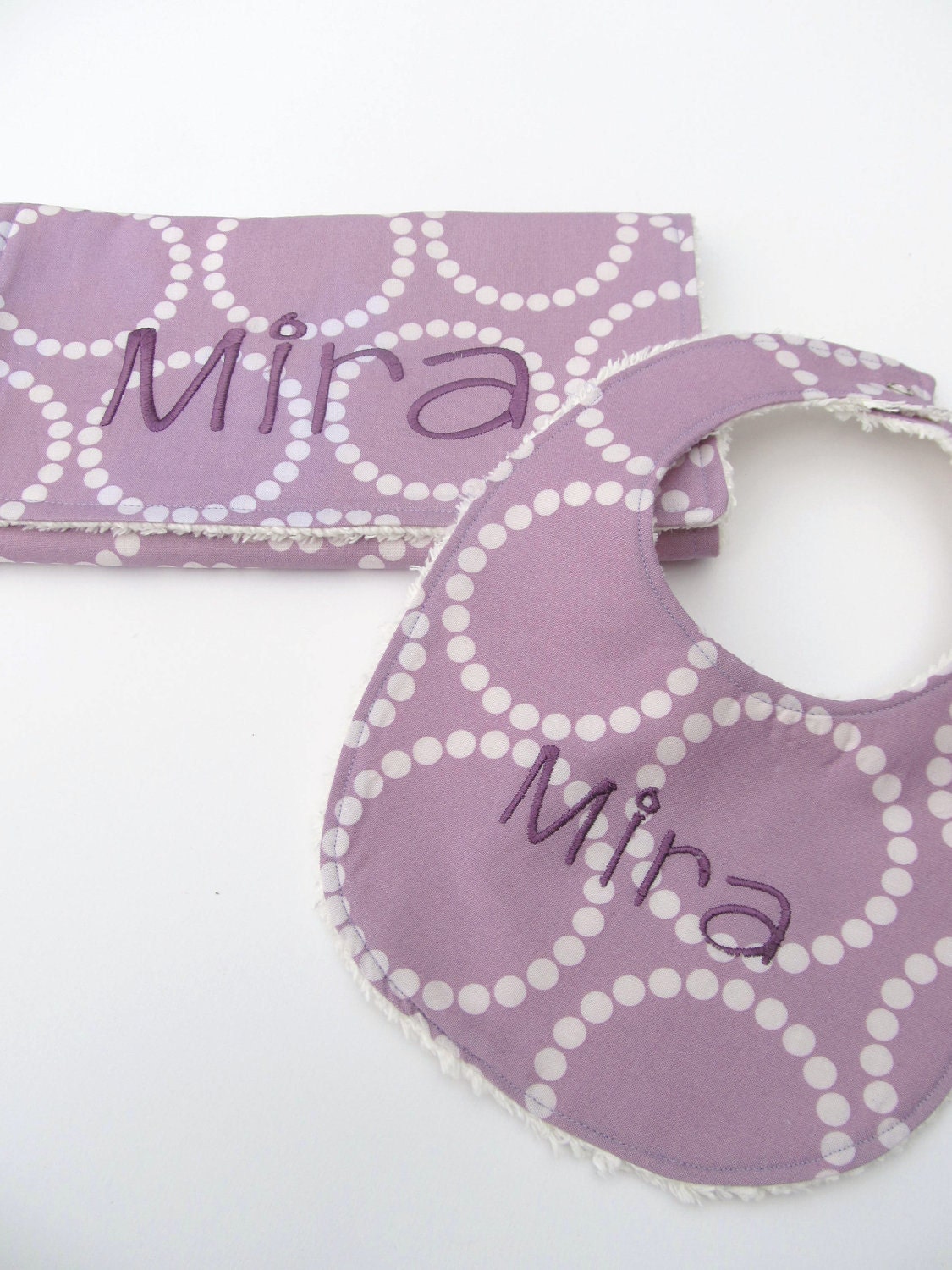 Personalized Bib and Burp Cloth Set Baby Bib set Baby Bib