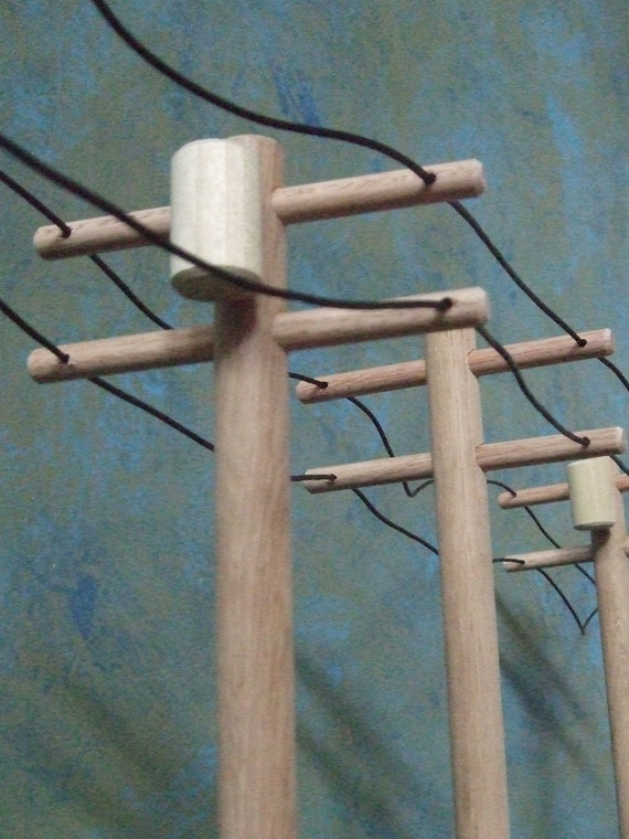Wooden Toy High Voltage Powerline Pole 5 piece set