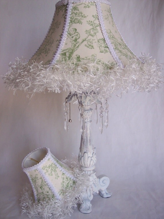 Items similar to Veranda Lamp with Green Toile Shade on Etsy