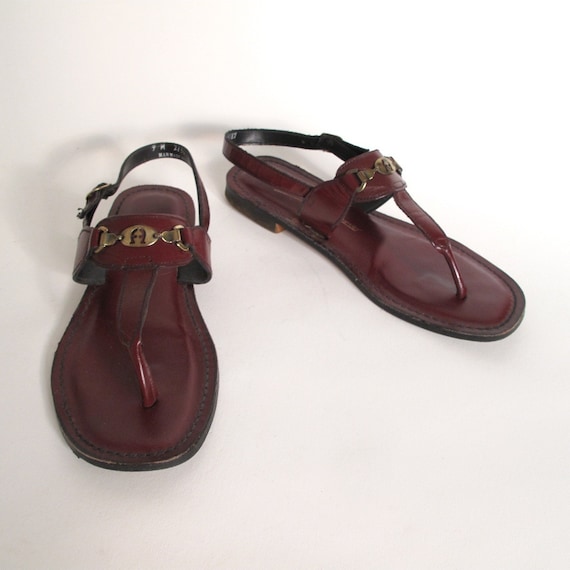 Vintage 70s Aigner T-Strap Sandals Size 9M