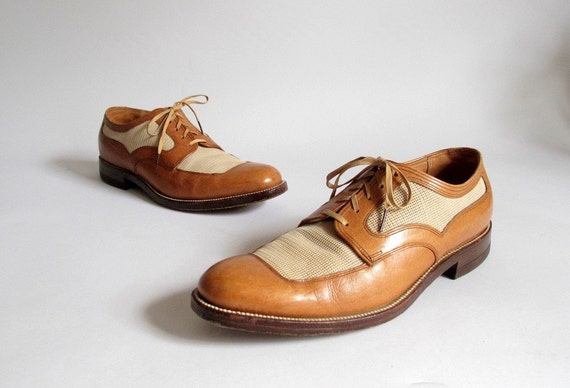 Vintage 1950s Mens Leather and Mesh Swing Shoes