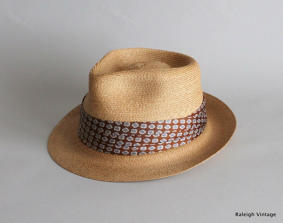 Items similar to Vintage 1950s MENS Hat : 50s Hemp Straw 