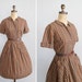 Vintage 1950s Dress : 50s 60s Brown Plaid Shirtwaist Dress